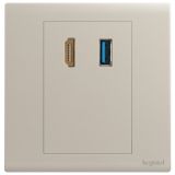 罗格朗开关插座 仕艺 粉铂金 HDMI+USB(连接)插座