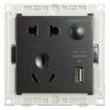 罗格朗开关插座 逸享 黑色 带二三插USB充电插座 五孔USB 2400mA